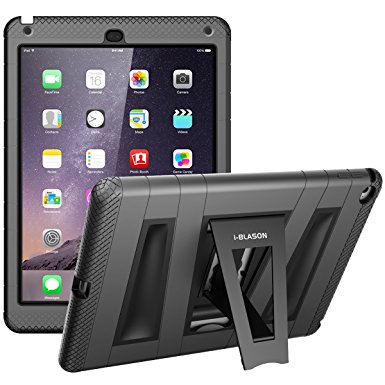 iPad Air 2 Case, Apple iPad Air 2 Case i-Blason ArmorBox [Dual Layer] Convertible [Heavy Duty] Full-Body Protection KickStand Case with Built-in Screen Protector for Kids Friendly 2014 Release (iPad Air 2, Black)