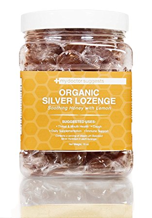 Organic Silver Lozenges - Soothing Honey with Lemon: The Perfect Cough Drop for Cough, Throat & Mouth Health or Even Daily Supplementation and Immune Support - Contains 30ppm Silver Solution in Each Drop - My Doctor Suggests Brand