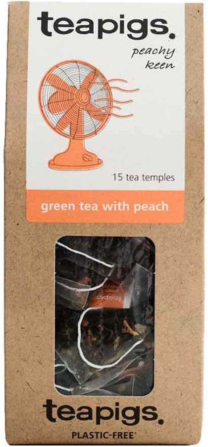 Teapigs Green Tea with Peach Teabags made with Whole Leaf Green Tea (1 Pack of 15 Tea bags) Peach Green Tea | Authentic Mao Fen Green tea