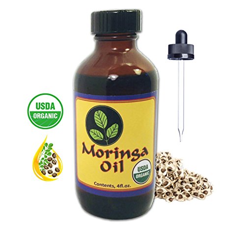 MORINGA ENERGY OIL - 4oz. USDA Organic, 100% Pure Moringa Seed Oil, Cold Pressed. Use to Rejuvenate and heal dry Skin and Hair with this Pure Moringa Oil for Face Loving Vitamins & Nutrients