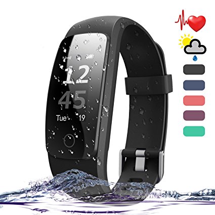 Fitness Tracker HR,Teslasz T107Plus Bluetooth 4.0 Pedometer with Heart Rate Monitor Auto Sleep Monitor Activity Tracker for Android IOS Smart Phone