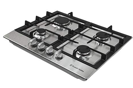 Russell Hobbs RH60GH402SS Stainless Steel 59cm Wide, 4 Burner Gas Hob, Free 2 Year Guarantee