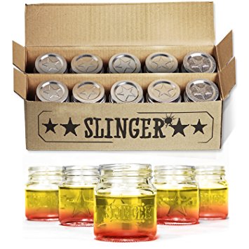 The Slinger Mini Mason Jar with Lid, Star Design, Pack of 10