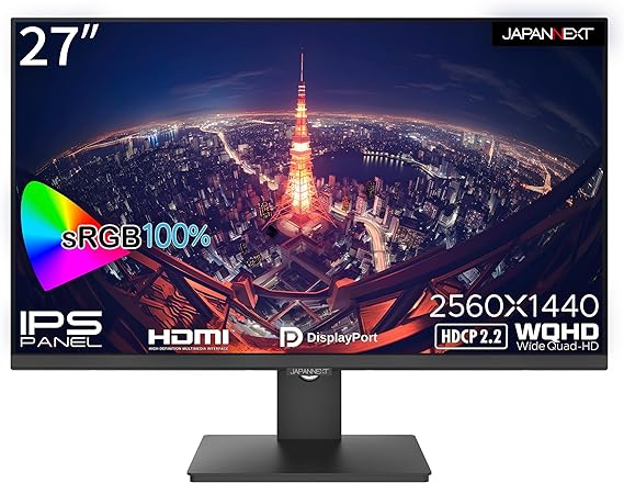 JAPANNEXT IPSパネル搭載27インチ WQHD解像度液晶モニターJN-IPS272WQHDR HDMI DP