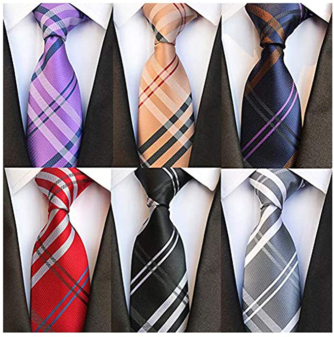 6 PCS Classic Men's 8CM Tie Necktie Business Striped Plaid Neck Ties