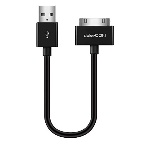 deleyCON 2m (6.6 ft) (Apple MFi certified) iPhone 30-pin USB cable / Sync cable / Charging Cable / Data Cable - Black - USB 30 Pin Dock Connector - for Apple iPhone, iPad, iPod