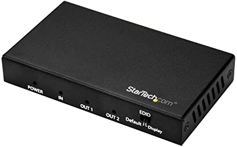 StarTech.com HDMI Splitter - 2-Port - 4K 60Hz - HDMI Splitter 1 In 2 Out - 2 Way HDMI Splitter - HDMI Port Splitter (ST122HD202), Black