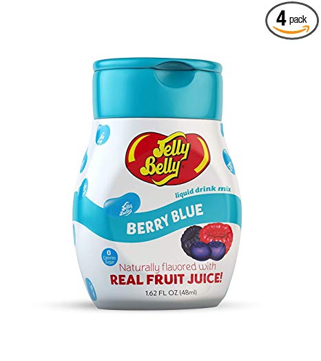Jelly Belly - Water Enhancer, Berry Blue (4 bottles, Makes 96 Flavored Water drinks) - Sugar Free, Zero Calorie, Naturally Flavored Liquid Drink Mix - Made with Real Fruit Juice