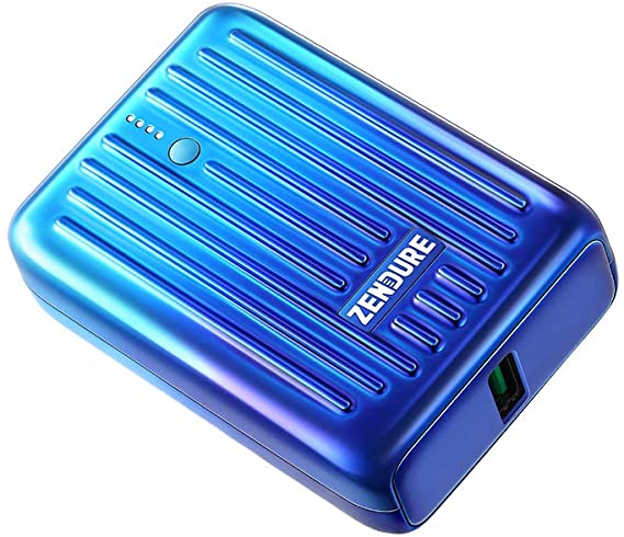 Zendure Supermini - 10,000 mAh Credit Card Sized Power Bank with Power Delivery/Multi-Device Charging for Mobile Phones, Blue, (ZDSM10PD-OB)