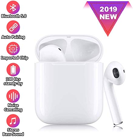 Wireless Earbuds Bluetooth Headphones 5.0 Stereo Hi-Fi Sound with Deep Bass Wireless Earphones Built-in Mic Headset, 35Hours Playtime, in-Ear Bluetooth Earphones with Charging Case