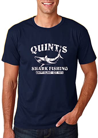 AW Fashions Quint's Shark Fishing - Funny Fishing Shirt, Fisherman Gifts, Present for Fisherman - Jaws Retro Men's T-Shirt
