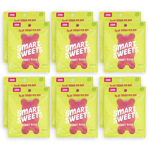 SmartSweets Low Sugar Gummy Bears Candy, Seriously Sour 1.8 oz bags (box of 12), Free of Sugar Alcohols and No Artificial Sweeteners, Sweetened with Stevia, Natural Fruit Flavors