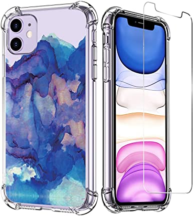 LUXVEER iPhone 11 Case Clear with Design for Girls Women,Purple Painting Pattern on Soft TPU Bumper Cover,Shockproof Slip Resistant Slim Fit Phone Case for Apple iPhone 11 6.1 inch