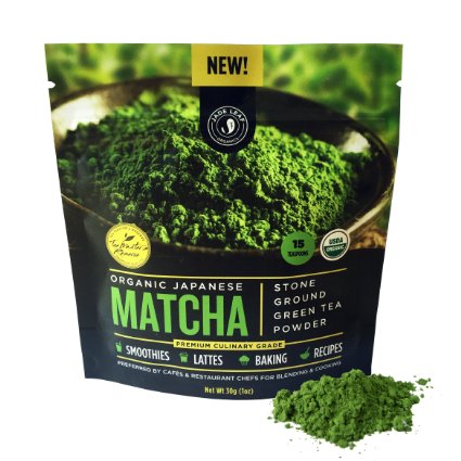 Jade Leaf - Organic Japanese Matcha Green Tea Powder, Premium Culinary Grade (Preferred By Chefs and Cafes for Blending & Baking) - [30g starter size]