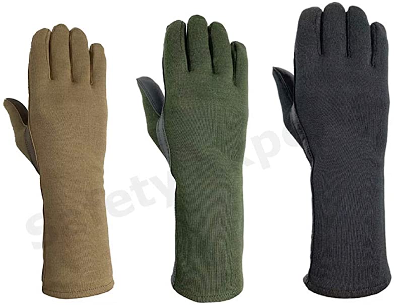 Nomex Flight Gloves Military Flight Gloves Nomex Gloves Olive drab Best Leather Aviator Gloves and Pilot Gloves Nomex (Large, Black)