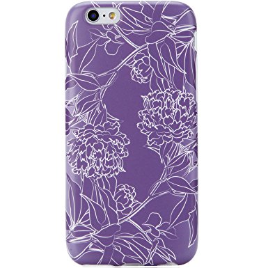Purple iPhone 6 Case, VIVIBIN Anti-Scratch&Fingerprint,Shock Proof Soft Case,IMD Full Cover TPU Case for iPhone 6/6s 4.7",038-White Flowers Purple Case