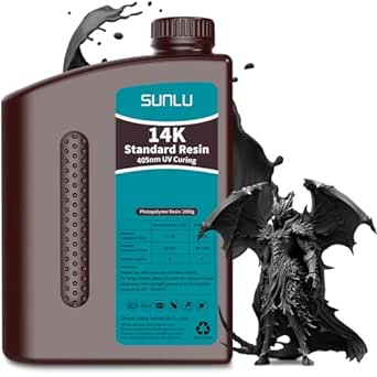 SUNLU 14K High Precision 3D Printer Resin 1KG, Standard 3D Printing Resin for detail printing miniatures, Fast Curing 405nm UV Photopolymer Resin, Smooth Matte Surface, Better Liquidity, 1000G Black