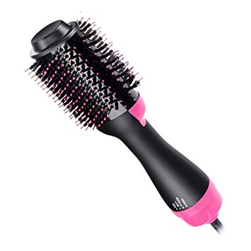 Neecci Hair Dryer Brush, Hot Air Brush,One Step Hair Dryer and Volumizer 4 in 1 Upgrade Feature Anti-scald Negative Ion Hair Straightener Brush with Frizz-Free and Anion Technology (Rose Red)