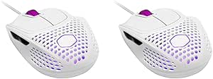 Cooler Master MM720 White Glossy Lightweight Gaming Mouse with Ultraweave Cable, 16000 DPI Optical Sensor, RGB and Unique Claw Grip Shape (Pack of 2)