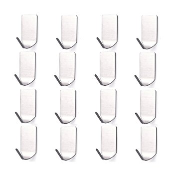 16 PCS Wall Hooks Hangers - Stainless Heavy Duty Waterproof and Oilproof Hooks Ceiling Hangers for Bathroom Kitchen Wardrobe and Dedroom