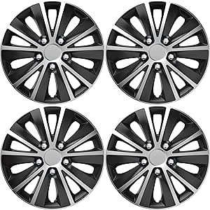 Versaco Car Wheel Trims RAPIDENCBS14 - Black/Silver 14 Inch 10-Spoke - Boxed Set of 4 Hubcaps - Includes Fittings/Instructions