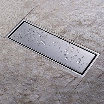 KES SUS304 Stainless Steel Shower Floor Drain with Removable Cover 11.8-Inch Long, Brushed Finish, V220S30