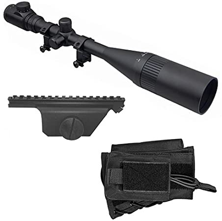M1SURPLUS Optics Kit for M1A - Includes Hi-Power 8-32x50 Illuminated Rifle Scope   Sun Shade   Flip-Up Lens Covers   Scope Rings   Black Cheekrest Stock Riser   Scope Mount for M1A M14 Rifles