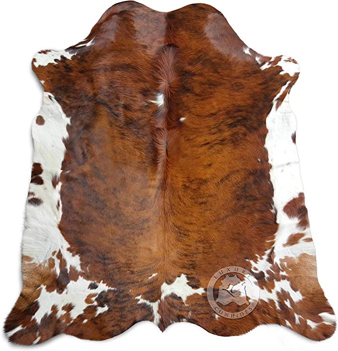 Brindle Tricolor Cowhide Rug Small Approx 5ft x 6-6.5ft 150cm x 200cm