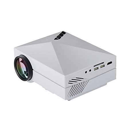 1000 LM Mini LED Pico Projector 800x480 Resolution for Video Games Home Theatre Movie Support VGA/HDMI/USB/AV/SD Card GM60(White)