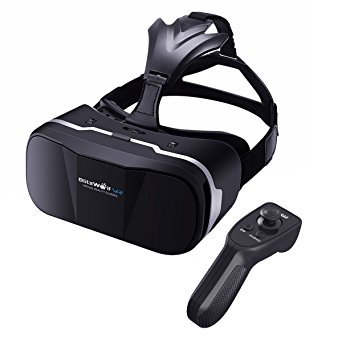VR Headset with Remote Controller BlitzWolf Upgraded Virtual Reality Headset 3D VR Glasses Games Movies Compatible with iPhone X 8 7 plus, Samsung and more 4.7-6 inch Android Smartphones Best Christmas Gifts