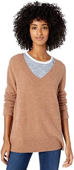 Amazon Brand - Goodthreads Women's Mid-Gauge Stretch V-Neck Sweater