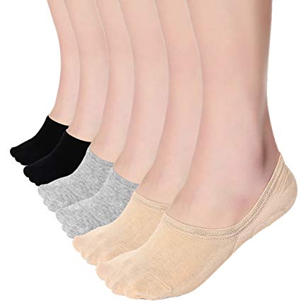 No Show Socks Women Low Cut With Non Slip Grip Casual Socks For Flat Boat Shoes 5 or 6 Pairs