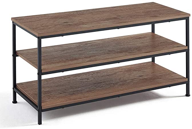 Linsy Home TV Stand, TV Console Table with Storage Shelf,Wood Look and Metal Frame,LS200M1-A