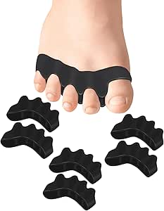 Soft Toe Spacers for Correct Toes Alignment, 3 Pairs Gel Toe Separators Bunion Corrector for Children Foot Pain Relief, Small Toe Straightener for Plantar Fasciitis (Black)