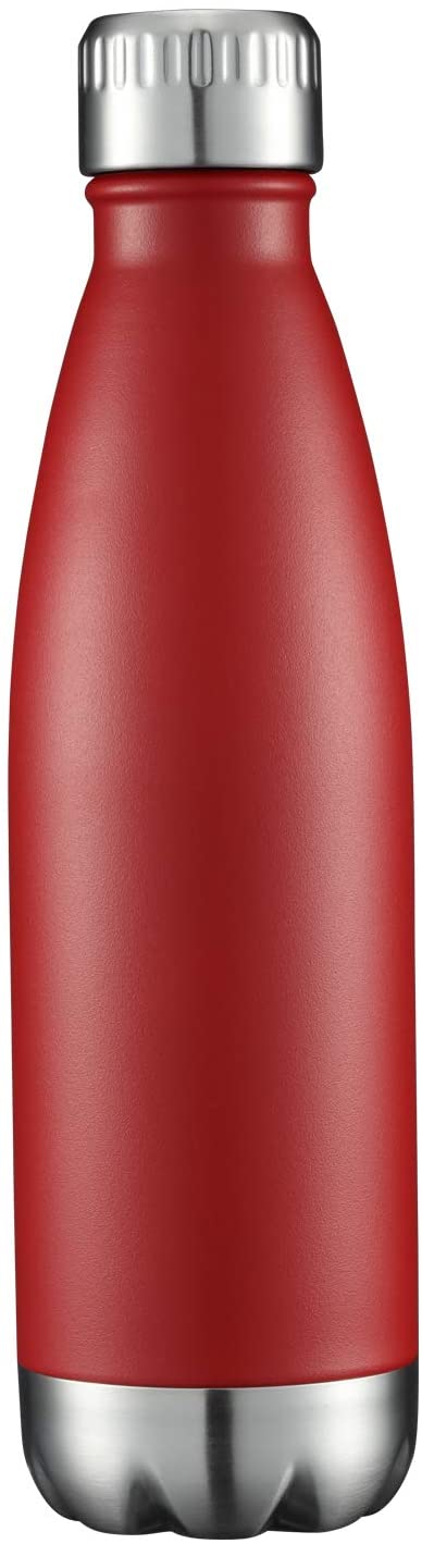 17oz Insulated Stainless Steel Hot Cold Water Bottle, Sports Fitness Double Walled Vacuum Reusable Beach Thermoses, Travel Metal Thermal Flask Leak Proof Gifts Cycling (Cola Shape, Brick Red, 1 PC)