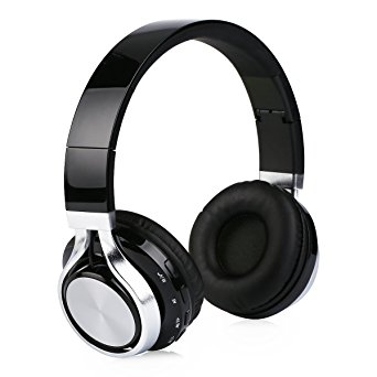 [Upgrade Version] Excelvan Foldable Wireless Stereo Bluetooth Over-Ear Headphones with Microphone for Kids Children Women Men, Noise Isolating Headphone for iPhone 8/7, iPad, Samsung Galaxy (Black2)