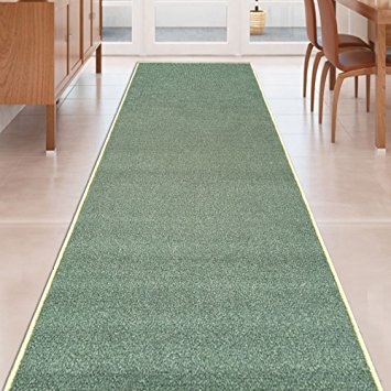 Custom Size TEAL-GREEN Solid Plain Rubber Backed Non-Slip Hallway Stair Runner Rug Carpet 22 inch Wide Choose Your Length 22in X 6ft