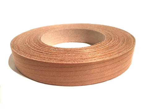 Cherry Preglued 3/4" X 25' Wood Veneer Edgebanding Roll - Flexible Wood Tape, Easy Application Iron On with Hot Melt Adhesive. Smooth Sanded Finish. Made in USA.