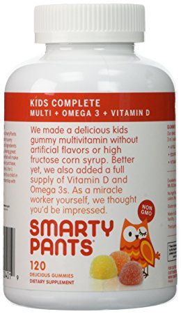 SmartyPants Vitamins Gummy Vitamins with Omega 3 Fish Oil and Vitamin D, Pack of 3 (120 Count Each) (wcjyp37)