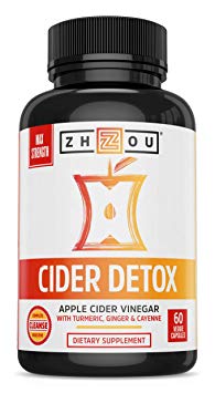 Cider Detox Apple Cider Vinegar Capsules with Ginger, Turmeric and Cayenne, Max Strength Thermogenic Formula for Improved Digestion, Detox, and Heart Health