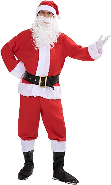 AERO ARMOR Christmas Santa Claus Costume Adult Outfit Men Red Gift Costume Suit