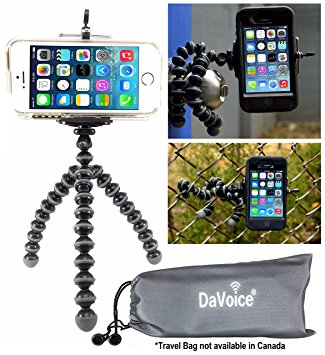 Flexible Tripod for iPhone se 7 6s 6 5s 5c 5 4s 4 Galaxy S7 S6 S5 S4 S3 S2 - Cellphone Tripod Adapter - Mini Lightweight Bendable by DaVoice (Black/Gray)