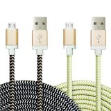 Micro USB Cable Besgoods 2PCS 2m  6ft 10 Colors Colorful High Speed Fast Sturdy Durable Fabric Braided Fiber Jacket with Gold Aluminium Shell Housing Head Charging Data Cable Cord for Samsung Galaxy Note 1245 S3S4S6 Edge Plus Tab Mega 63 Google Nexus 7 104 HTC One M89OneSVXX Xbox One PS4 Blackberry Motorola X EVO 4G LTE Nokia Lumia Google Nexus 7654 and Most Android Windows Phones Tablets - 12-month Warranty Black White