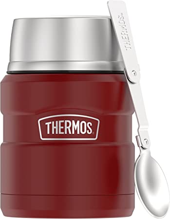 Thermos Stainless King 16 Ounce Food Jar with Folding Spoon, Matte Red, 470ml