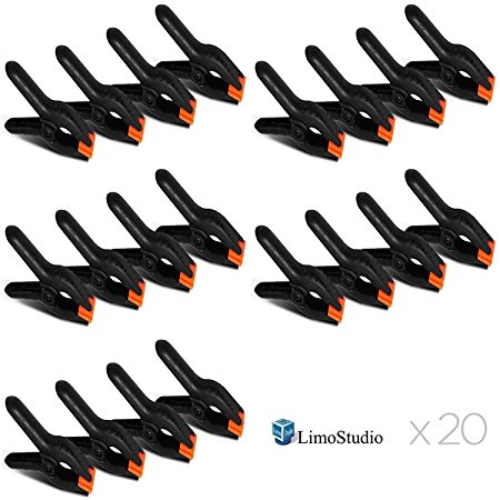 LimoStudio 20 PCS Photography Backdrop Support Spring Clamp for Background Muslin, Canvas, Paper, Chromakey Screen, Heavy Duty Clip, Photo Studio, AGG1424V2