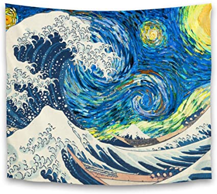 Tapestry Wall Hanging, Great Wave Tapestry Wall Decor for Bedroom College Dorm Room - 51.2 x 59.1 inches
