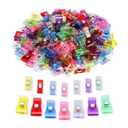 IPOW 100pcs Sewing Clips Binding Clips Wonder Clips Quilt Clips Plastic Craft Clips for Sewing, Crochet, Knitting, Quilting Notions, Assorted Color, 70 Small 30 Medium