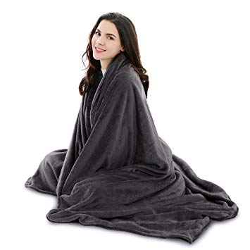 NiDream Bedding 366 GSM Flannel Fleece Blanket – Plush Lightweight Bed/Couch Blanket – Soft Fuzzy Microfiber Blanket – Twin Size (Dark Grey)