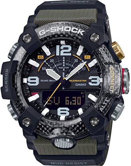 Casio G-Shock Master of G Mudmaster Carbon Core Guard Dual Display Green Plastic Strap Smartwatch GG-B100-1A3ER