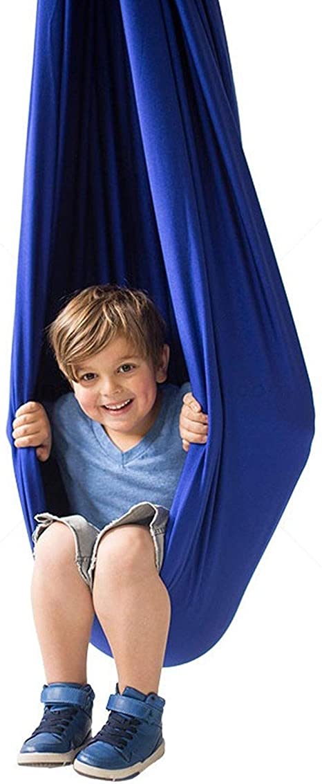 Adjustable Indoor Therapy Swing for Kids with Special Need (Hardware Included) Snuggle Swing Cuddle Hammock for Children with Autism, ADHD, Aspergers, Sensory Integration (Up to 132lbs, Blue)